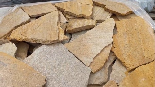 Плитняк златолит жёлтый для цоколя купить в Карасуке