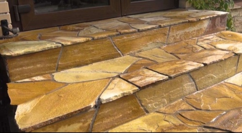 Плитняк златолит жёлтый золотистый для отмостки купить в Карасуке